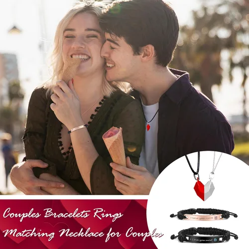 Miniatura 4 de Juego de collares para parejas, pulseras para él y ella, para su reina, su rey, para parejas, regalo para la pareja