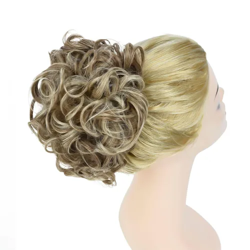 Miniatura 2 de Rose bud Postizo de Moño Rizado Extensiones de Moño Coletero Peinado Recogido Peinetas Sintéticas en Postizo de Moño Desordenado para Mujeres Marrón