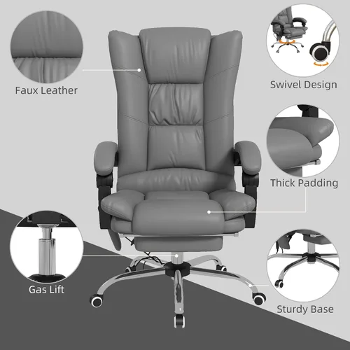 Miniatura 7 de Vinsetto Silla de oficina de masaje ejecutivo con 4 vibraciones y calor, 3 modos, silla giratoria de piel sintética con altura ajustable, respaldo