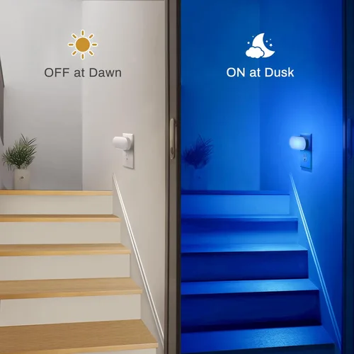 Miniatura 4 de DORESshop Luz nocturna azul, encendido/apagado automático, brillo ajustable de 0-100 lúmenes, enchufe regulable en la pared luz nocturna