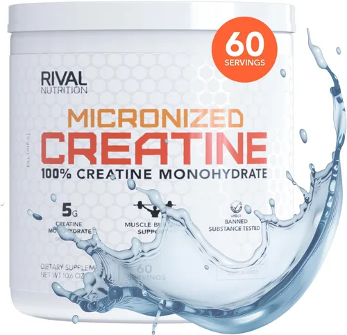 Miniatura 10 de RIVAL NUTRITION Creatina micronizada I 100% creatina monohidrato en polvo I sin sabor, 120 porciones, 21.16 oz por envase I 0.18 oz por porción I