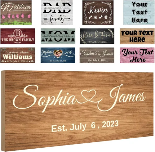 Miniatura 21 de Letreros personalizados de madera personalizados, decoración del hogar, regalos con texto, letreros de madera personalizados, tablero familiar