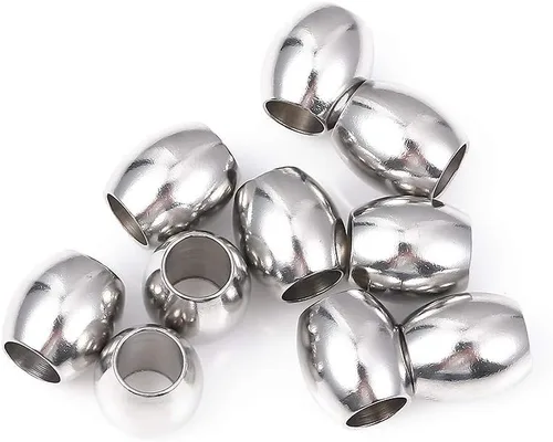 Miniatura 4 de BEADIA Cuentas espaciadoras de acero inoxidable de 0.394 x 0.433 in ovaladas sueltas para hacer joyas de bricolaje, 10 unidades con agujero de 0.236