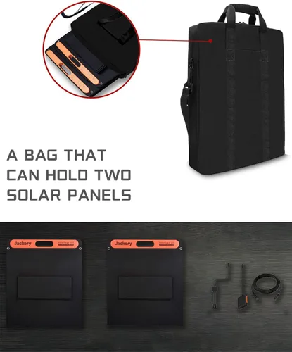 Miniatura 2 de Bolsa acolchada para panel solar, para panel solar Jackery de 100 vatios, diseño de doble capa, puede contener 2 paneles de batería.