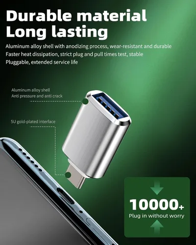 Miniatura 6 de Adaptador USB C OTG (paquete de 2) convertidor USB-A a tipo C para MacBook, para iPad, para iPhone 15/16 Pro Max, transferencia de datos, conexión