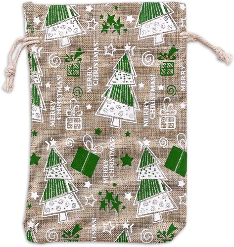 Miniatura 16 de 48 paquetes de 3x4 bolsas de regalo reutilizables de yute y arpillera con cordones (Feliz Navidad, X-Pequeño) - para regalos, favores de fiesta