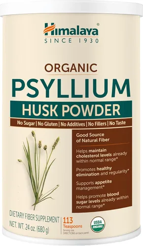 Himalaya - Polvo orgánico de cáscara de psyllium, suplemento diario de fibra de psyllium para apoyar la salud digestiva y la regularidad, vegano,