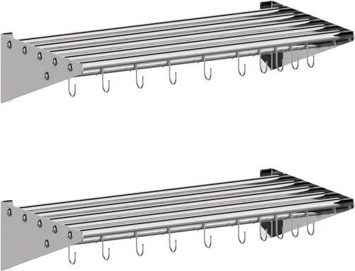 Miniatura 19 de Paquete de 2 estantes de almacenamiento multifuncionales de metal con tapa trasera para cocina, [certificado NSF] Estante de montaje en pared de Dos