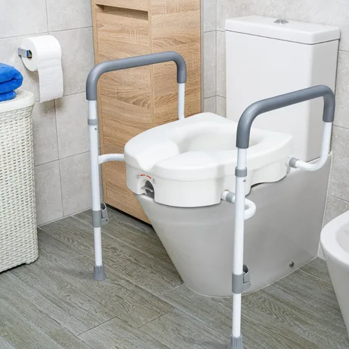 Miniatura 7 de WeHwupe Asiento de inodoro elevado con asas para ancianos – Elevadores de asiento de inodoro para personas mayores con brazos acolchados ajustables