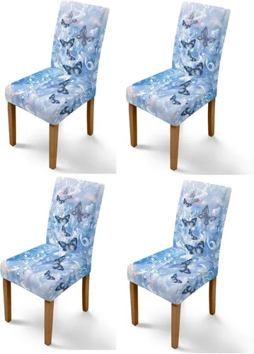 Miniatura 24 de HUGS IDEA Yellow Floral Chair Covers for Dining Room Set of 2 Flowers Kitchen Chair Covers Washable Dining Chairs Slipcovers Cubre Sillas