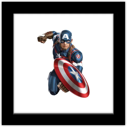 Trends International Gallery Pops Marvel Comics Avengers - Póster de pared de Capitán América, 12 x 12 pulgadas, versión enmarcada en negro Versión