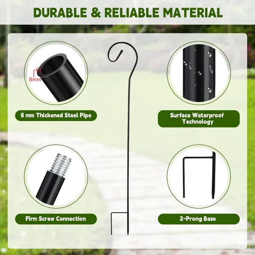 Miniatura 3 de Hicarer 24 Piezas Ganchos de Pastor 32 Pulgadas Metal Acero Resistente al Óxido para Jardín Exterior Cesta Colgante de Plantas, Luz Solar, Farol