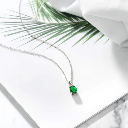 Miniatura 29 de Gem Stone King Collar de plata de ley 925 con piedra natal ovalada de 0.354 x 0.276 in Collar con colgante solitario para mujer Con cadena