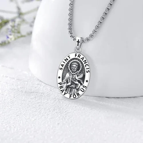 Miniatura 179 de Eusense San Miguel San Cristóbal San Benito San Judas Virgen María Collar chapado en oro 925 joyería religiosa para hombres y mujeres, collar