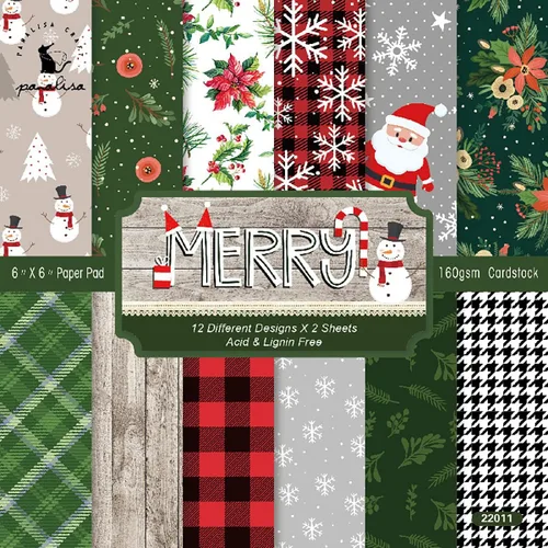 Miniatura 9 de YASMEN Bloc de papel para álbum de recortes de Navidad, 6 x 6 pulgadas, cartulina de una sola cara para hacer tarjetas, diarios, planificador