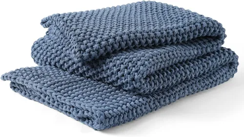 Miniatura 12 de YnM Manta de Punto Grueso de Algodón, Mantas de Punto Trenzado para Cama, Sofá, Sillón, Cómoda y Relajante, Pieza Decorativa para Casa de Campo