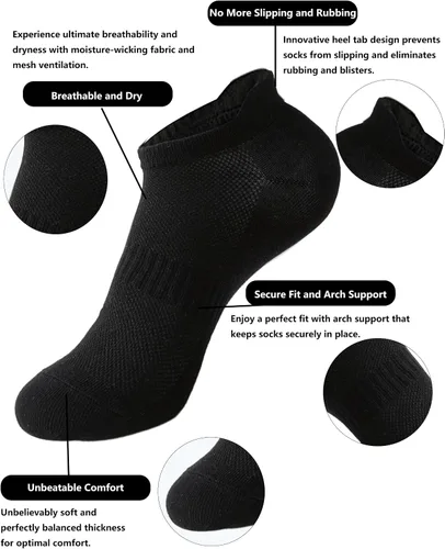 Miniatura 2 de ACCFOD Calcetines de tobillo para mujer, calcetines atléticos de corte bajo con lengüeta, 6 pares
