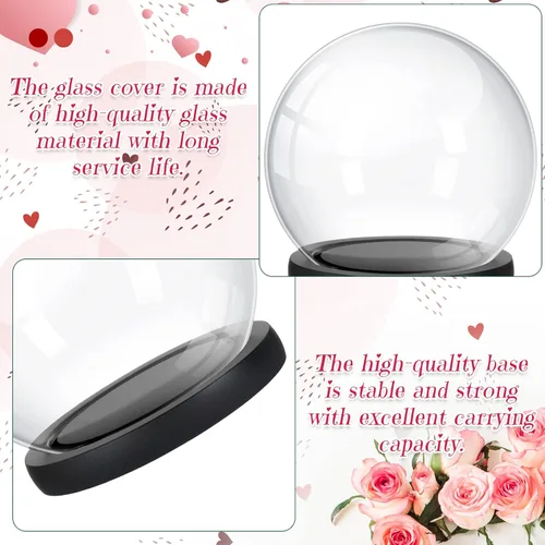 Miniatura 3 de Tuanse 4 piezas de cúpula de cristal para escaparate, globo de vidrio y cúpula de exhibición con base de madera, caja de globo de recuerdo para Negro