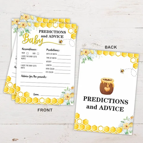 Miniatura 3 de Honey Bee - Tarjetas de juego con temática de baby shower, predicciones y consejos de doble cara, paquete de 30 (5 x 7 pulgadas) (BABYYX-001)
