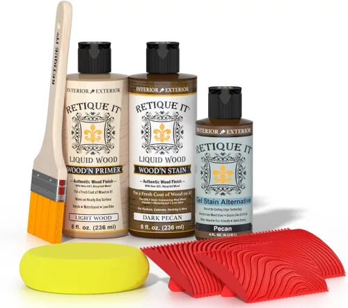 Retique It Kit multiusos con acabado de madera - GO Beyond de madera falsa con imprimación a base de madera líquida pintable y tinte de gel - 60