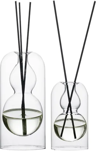 Botellas vacías de vidrio difusor de varillas para aceite esencial, con 16 varillas negras, decoración minimalista, juego de 2 unidades.