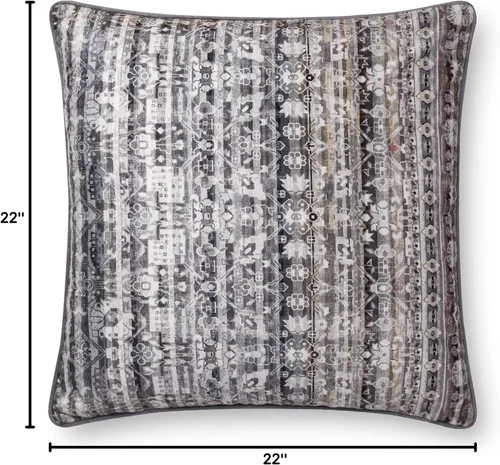 Miniatura 2 de Loloi Solo funda y almohada con cierre de cremallera, 22 x 22 pulgadas, color gris