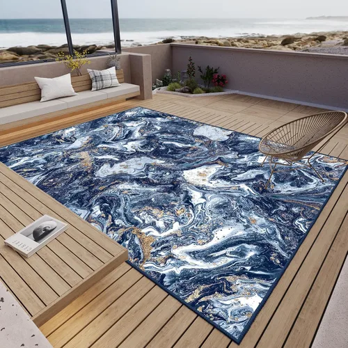 Miniatura 7 de GEMBED Alfombra de Área Lavable 5x7 - Alfombra Moderna de Estilo Artístico para Sala de Estar, Dormitorio, Comedor, Alfombra Suave de Pelo Bajo Azul