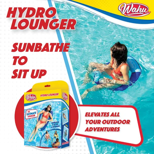 Miniatura 4 de WAHU Hydro Lounger - Flotador versátil para tomar el sol, tumbona inflable para playa y piscina con válvula de inflado/desinflado, azul/azul claro