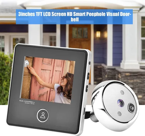 Miniatura 2 de Peephole - Timbre de video de 3 pulgadas, pantalla TFT LCD de 120 grados, timbre visual inteligente con cámara de visión nocturna IR de 1MP