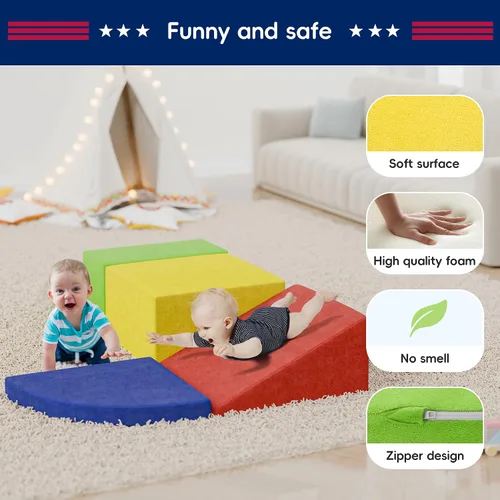 Miniatura 4 de TOLEAD Bloques Grandes de Escalada para Bebés 4 piezas Juguetes de Escalada para Niños Pequeños - Equipo de Gimnasio de Juego de Espuma Suave