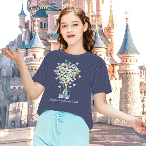Miniatura 4 de Camisas mágicas para mujer, camisa Magic Kingdom, camiseta de manga corta con el lugar más feliz de la tierra, camiseta de vacaciones familiares
