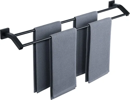 Miniatura 12 de Alise Toallero doble de baño, toallero para baño, lavabo de baño, acero inoxidable SUS304 de 24 pulgadas, soporte de pared, color negro mate