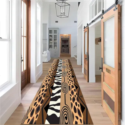 Miniatura 38 de Alfombra de pasillo con estampado de tigre, 2 x 10 pies, alfombra de rayas con estampado de piel de animal, alfombra interior a rayas blancas y 5