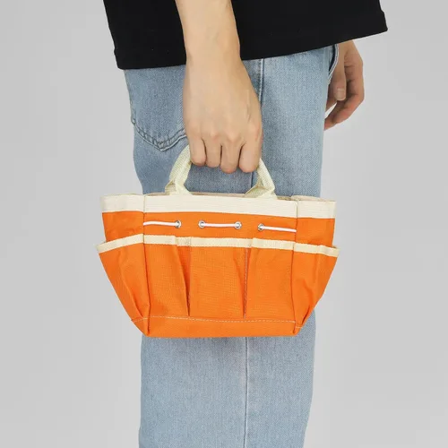 Miniatura 6 de HARFINGTON Bolsa de herramientas de jardín pequeña de 7.5 x 4 x 5 pulgadas, Oxford impermeable con bolsillos, bolsa de mano de jardín, organizador