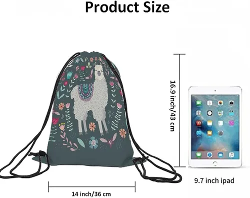 Miniatura 6 de Beabes Bolsas con cordón de llama, mochila y bolsa de gimnasio con cordón, Multi-a178, Mochilas de viaje
