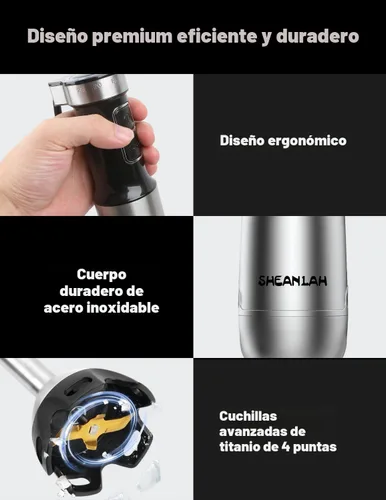 Miniatura 7 de 1000W Potente Batidora de Inmersión de Mano, Nueva Actualización de 2025, Batidora de Mano con 25 Velocidades, Mezclador de Mano con Cable Negro