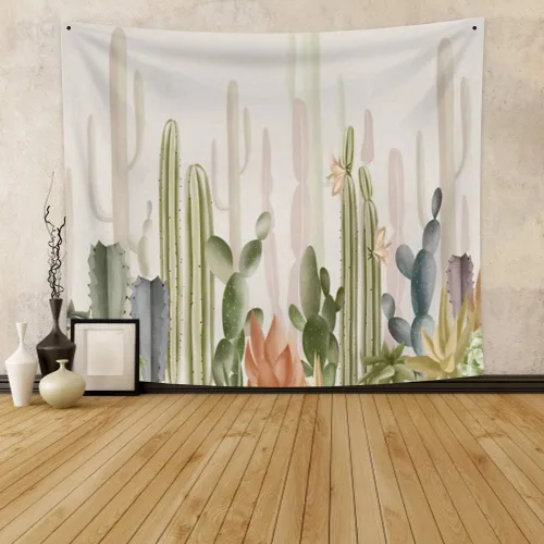 Miniatura 3 de Haoyiyi Tapiz de cactus de 70.9 x 63 pulgadas para colgar en la pared, plantas silvestres verdes, anime, desierto, fuerte vitalidad, varios cactus