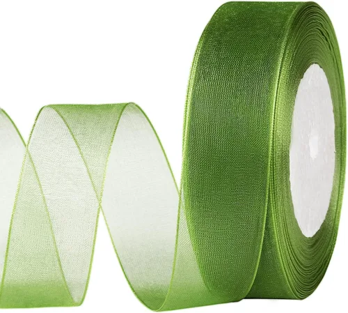 Miniatura 18 de molshine Cinta de organza transparente brillante de 50 yardas x 1 pulgada, cintas de tela de gasa para ramos de guirnaldas, lazo, boda, envoltura
