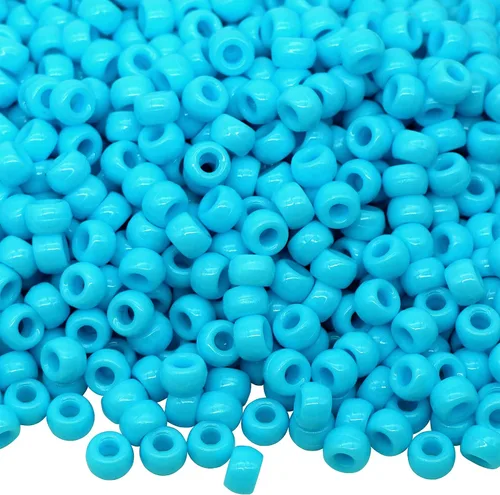 Miniatura 25 de 1000Pcs Cuentas de Pony 9mm Verde Plástico Barril Cuentas de Pony para Collar, Cuentas de Pelo para Trenzas, Cadena de Llavero, Fabricación