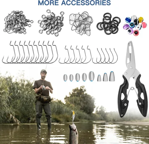Miniatura 5 de WITOROR Fishing Lures, Tackle Box with Tackle Included, Crankbaits, Spoon, Hooks, Weights & Other Accessories, Fishing Bait Lure Gear Kit Gifts for