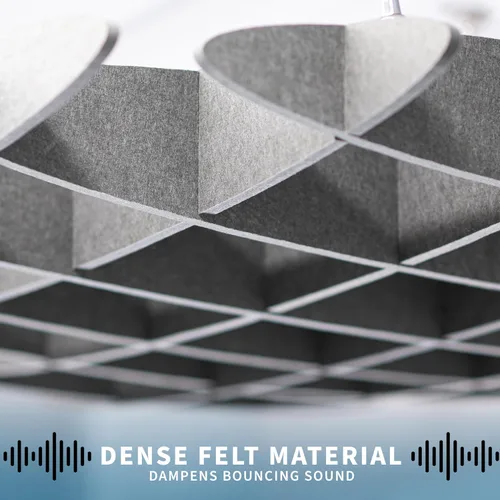 Miniatura 4 de VIVO Panel Acústico de Techo Tipo Waffle, Absorbedor de Sonido Colgante Hexagonal, Candelabro Moderno de Reducción de Ruido, Gris Oscuro, PP-CW01D
