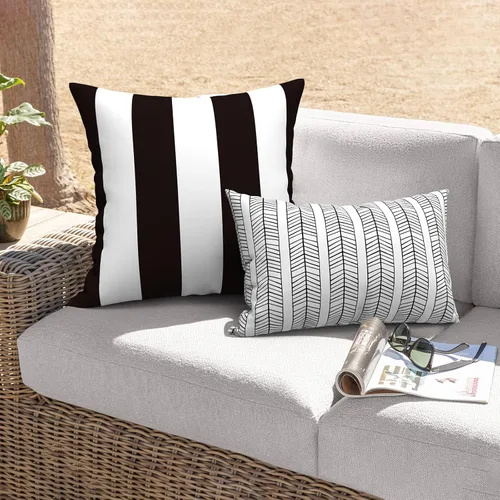 Miniatura 589 de Juego de 2 almohadas para exteriores de 16 x 16 pulgadas, repelentes al agua con interiores, para muebles de patio, hogar, jardín, geometría bohemia