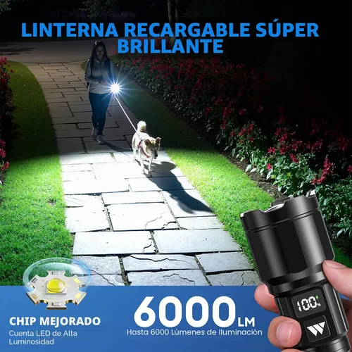 Miniatura 2 de Linterna UV WdtPro de 395 nm súper brillante, luz negra recargable con pantalla LCD, luz UV IP65 zoomable con clip, potente luz negra portátil