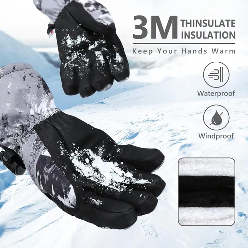 Miniatura 3 de Guantes de esquí, guantes de nieve impermeables y transpirables más cálidos para clima frío, se adaptan tanto a hombres como a mujeres, para padres