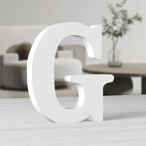 Miniatura 11 de AOCEAN Letras de madera grandes blancas de 10 pulgadas, letras de madera sin terminar para decoración de pared, letras decorativas de pie