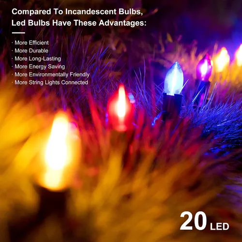 Miniatura 3 de C9 Luces de camino de Navidad para exteriores, 24.2 pies, 20 luces LED con estacas, luces de camino de Navidad impermeables conectables para patio