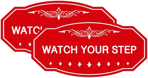 Miniatura 22 de Signs ByLITA Victorian Watch Your Step - Letrero de pared o puerta Material duradero y fácil instalación Señalización de seguridad (negro)
