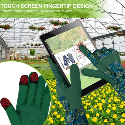 Miniatura 4 de Guantes largos de jardinería para mujer, guantes de cuero a prueba de espinas, guantes de trabajo transpirables para mujeres, patio, exteriores