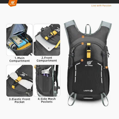 Miniatura 3 de SKYSPER Mochila de senderismo pequeña – Mochila de viaje de 15 L, ligera, resistente al agua, mochilas de senderismo para mujeres y hombres