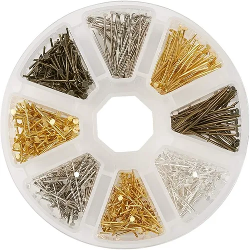 Miniatura 2 de PandaHall - Alfileres de cabeza de hierro de 0.630 in, 0.787 in y 1.181 in, 4 colores planos para aretes, pulseras, joyería